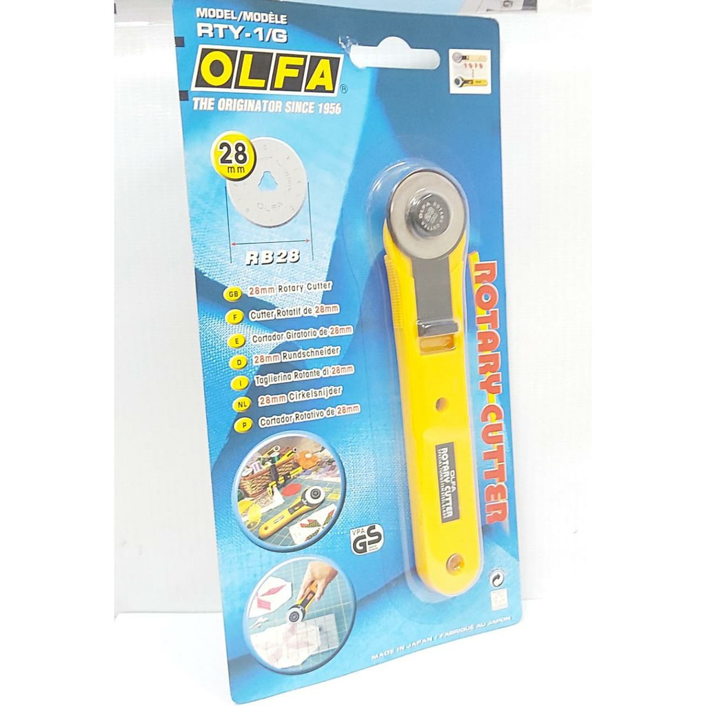 Jual alat potong rotary Cutter merk Olfa 28mm Model RTY-1G JAPAN ASLI