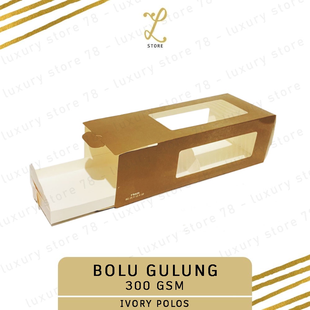 [30X12X10 CM] (10 pcs) DUS BOLU GULUNG POLOS IVORY | Kemasan Box Bolu Lapis Lebaran Cake Roll