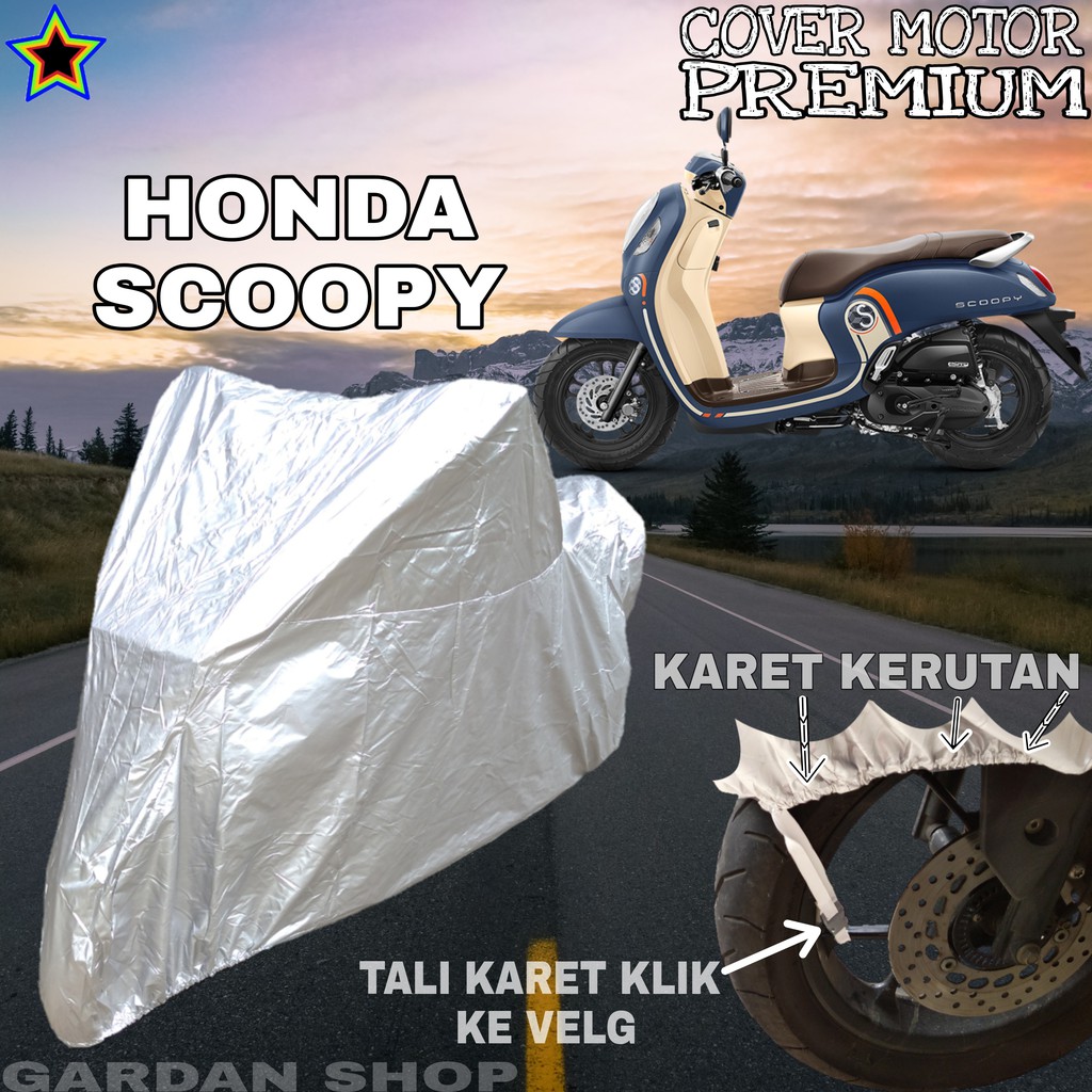 Sarung Motor HONDA SCOOPY SILVER POLOS Body Cover Penutup Motor Scoopy PREMIUM