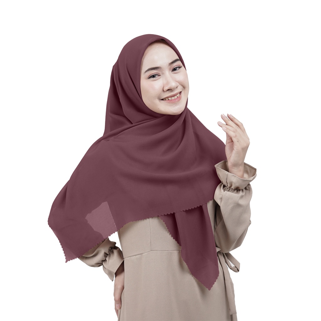 Hijab Segiempat Laser cut-Maroon