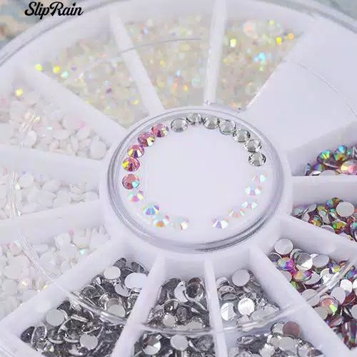 New !! Rhinestones MIXED 12 COLORS &amp; SIZE in Wheel/Nail art decoration