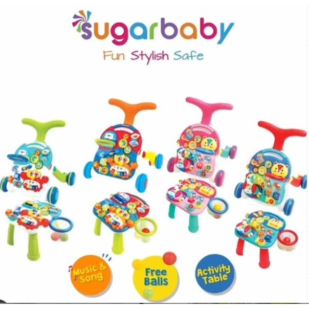 SugarBaby 10in1 Premium Activity walker Mini walker Baby Walker  Mini Car Push Walker (Baby Walker)Mainan bayi dorong baby push walker  coco basketball Sugar Baby 10IN1 Premium Activity Walker &amp; Table - Parrot Basketball Push Walker Baby Walker Sugar