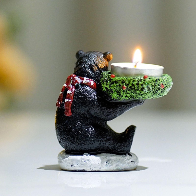 Miniatur Patung Hewan Beruang Hitam Bahan Resin Untuk Ornamen Natal