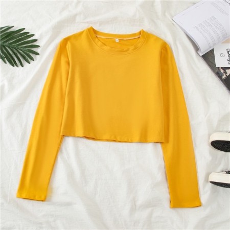 SWEATER CROP BASIC POLOS / SWEATER CROP BASIC PJ POLOS BAHAN SPANDEX FIT L-1