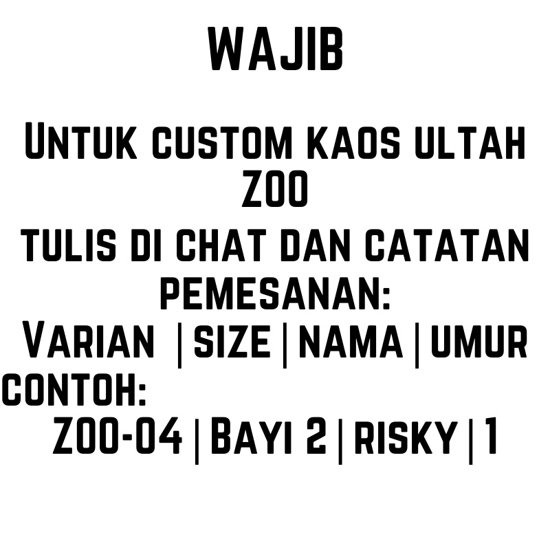 Baju Kaos Custom ULANG TAHUN ZOO Bahan Cotton Combed 30S