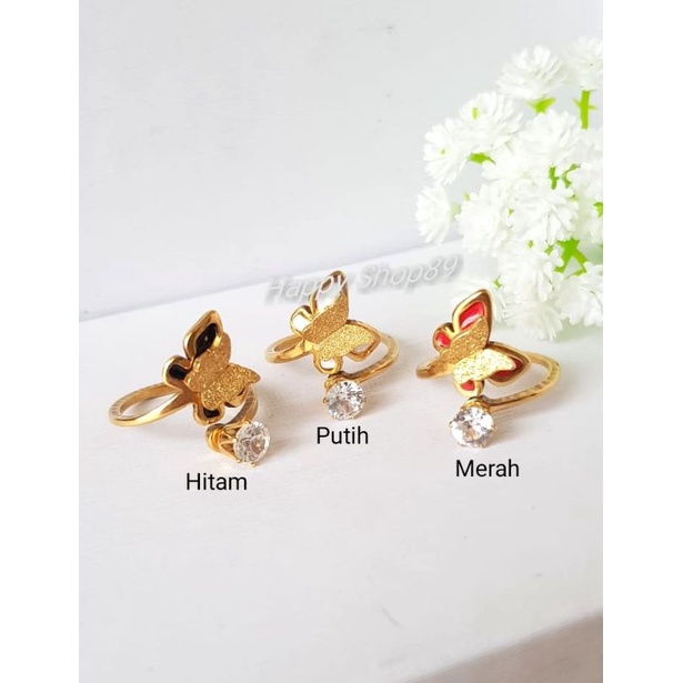 Cincin Titanium Emas Pasir Antikarat Cincin Emas titanium pasir Kupu-kupu