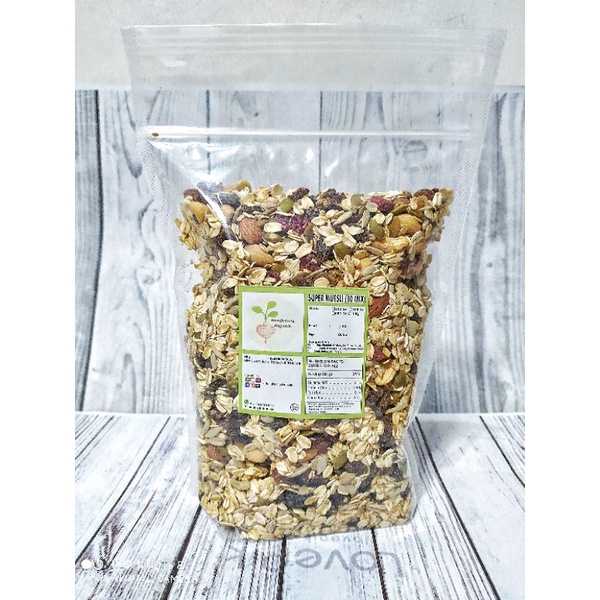 SUPER MUESLI 500gr - Rolled Oat, Almond, Cranberry, Cashew, Pumpkin Seed, Sunflower Seed, Flaxseed