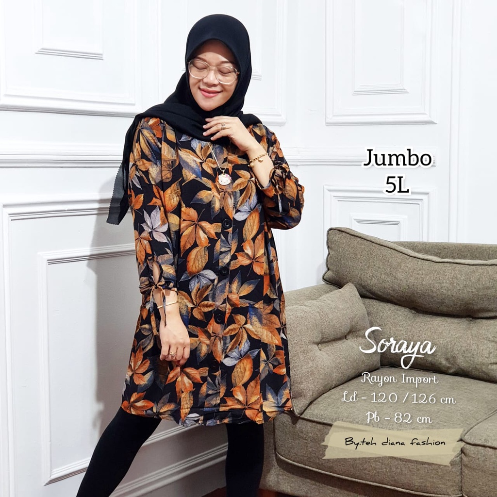 Baju Atasan Wanita Jumbo / Blouse Wanita Jumbo / Atasan Wanita Jumbo Model Soraya Viscose LD 124-4