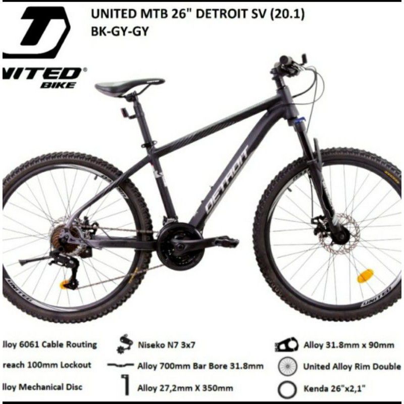 Sepeda gunung mtb 26 inch United Detroit SV 2021