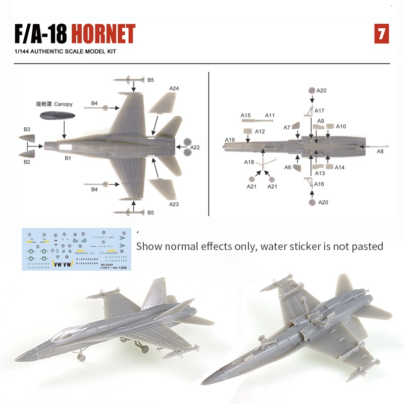 Miniatur Pesawat Tempur USA F15C Eagle F16XL F / A-18 Hornet F-20 Tigershark Bahan Plastik Skala 1 / 144 Untuk Koleksi