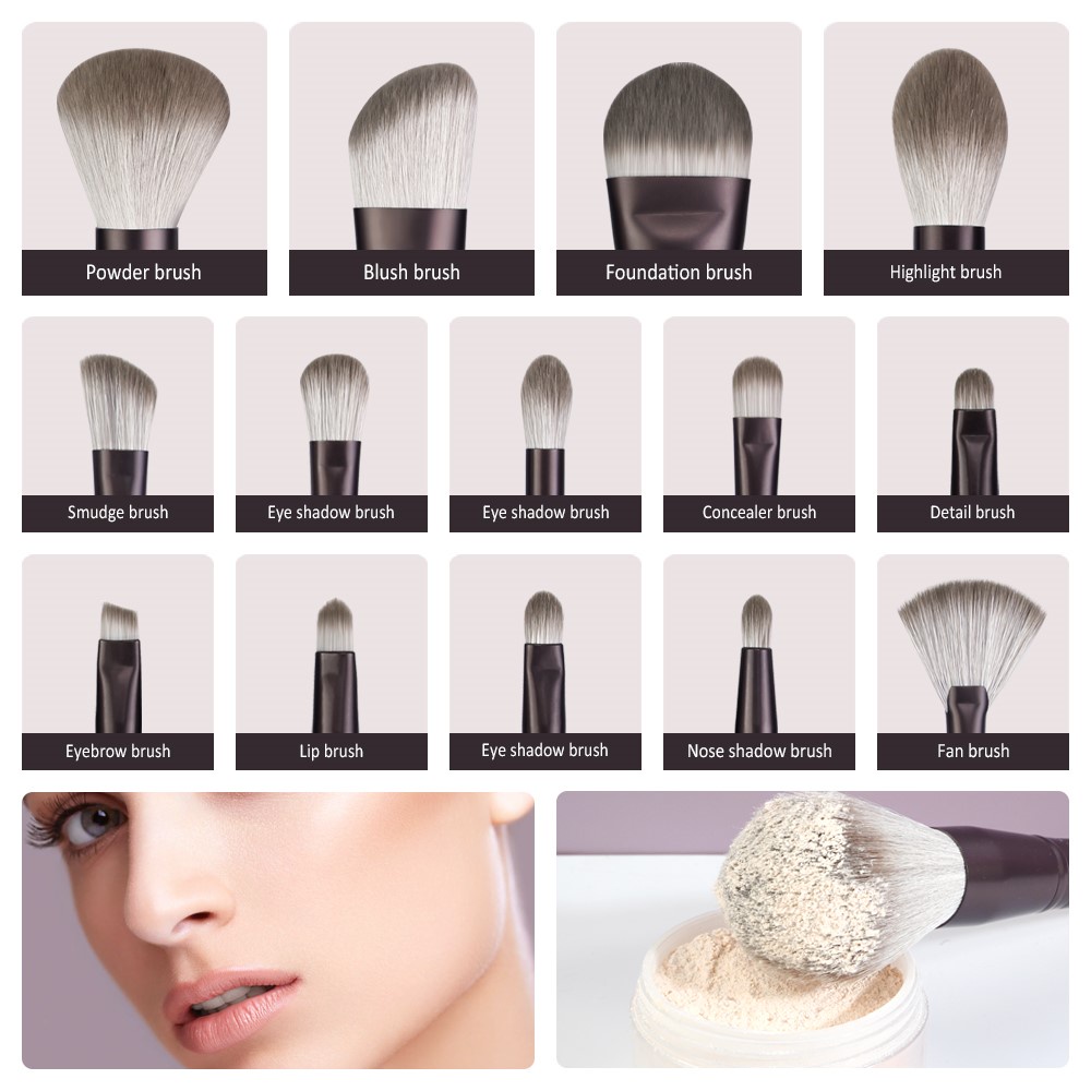 MAANGE 14Pcs Professional Makeup Brush Cosmetic Set Super Soft Fluffy Hair Powder Eyeshadow Brush