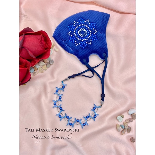 Strap Masker Swarovski Austria (Blue Pearl)