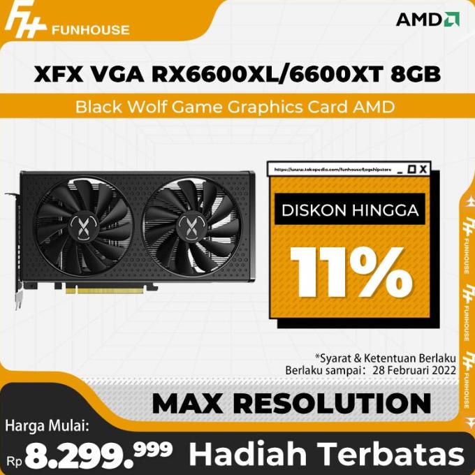 Xfx Vga Rx6600Xl/6600Xt 8Gb Black Wolf Game Graphics Card Amd E-Sports 0Kw6F8Nj8T