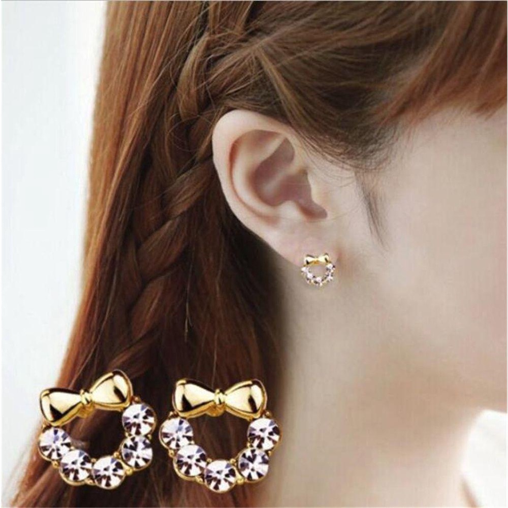 Anting Busur Berlian Nanas Fashion Wanita Daisy Ear Clip