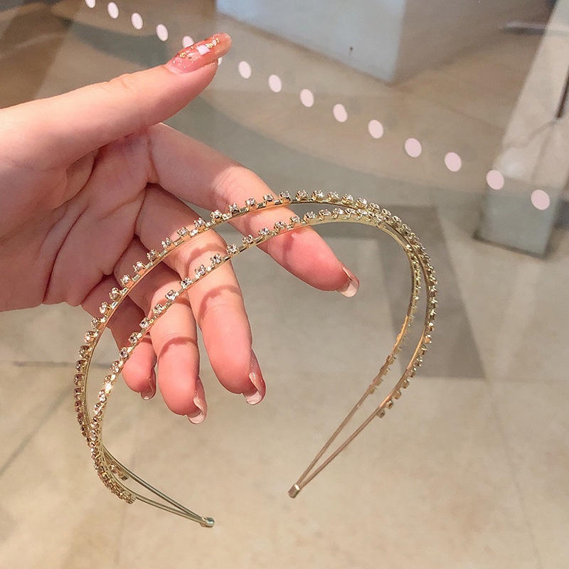 Dream Goddess Double Draining Rhinestone Thin Headband / Fashion Elegant Concise Generous Stone Headwear / Simple Personality Trend Beautiful Hair Accessories