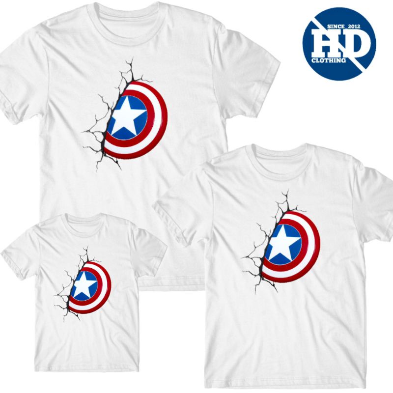 KAOS ANAK SUPERHERO CAPTAIN AMERICA ANAK DAN DEWASA - BAJU COUPLE KELUARGA