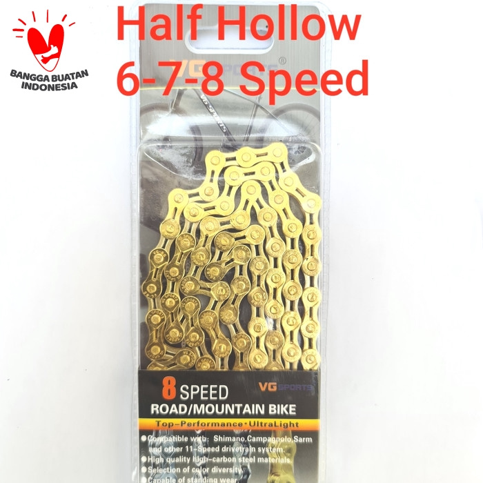 VG SPORTS RANTAI SEPEDA 8 SPEED HALF HOLLOW - RANTAI SEPEDA GOLD