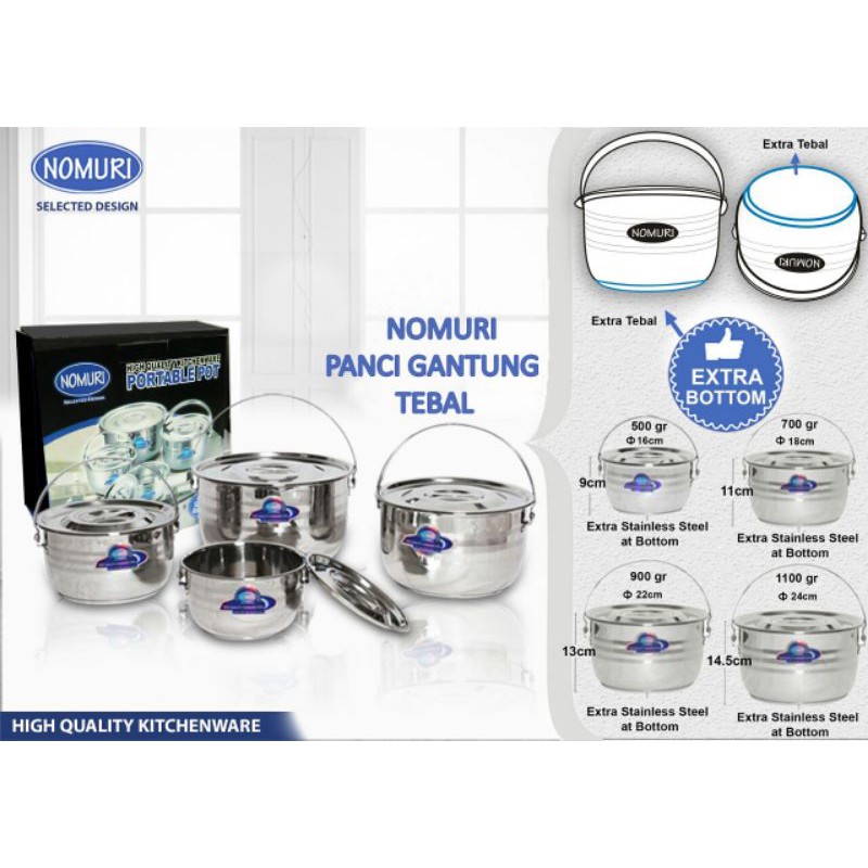 Nomuri Portable set panci pot (4pcs)