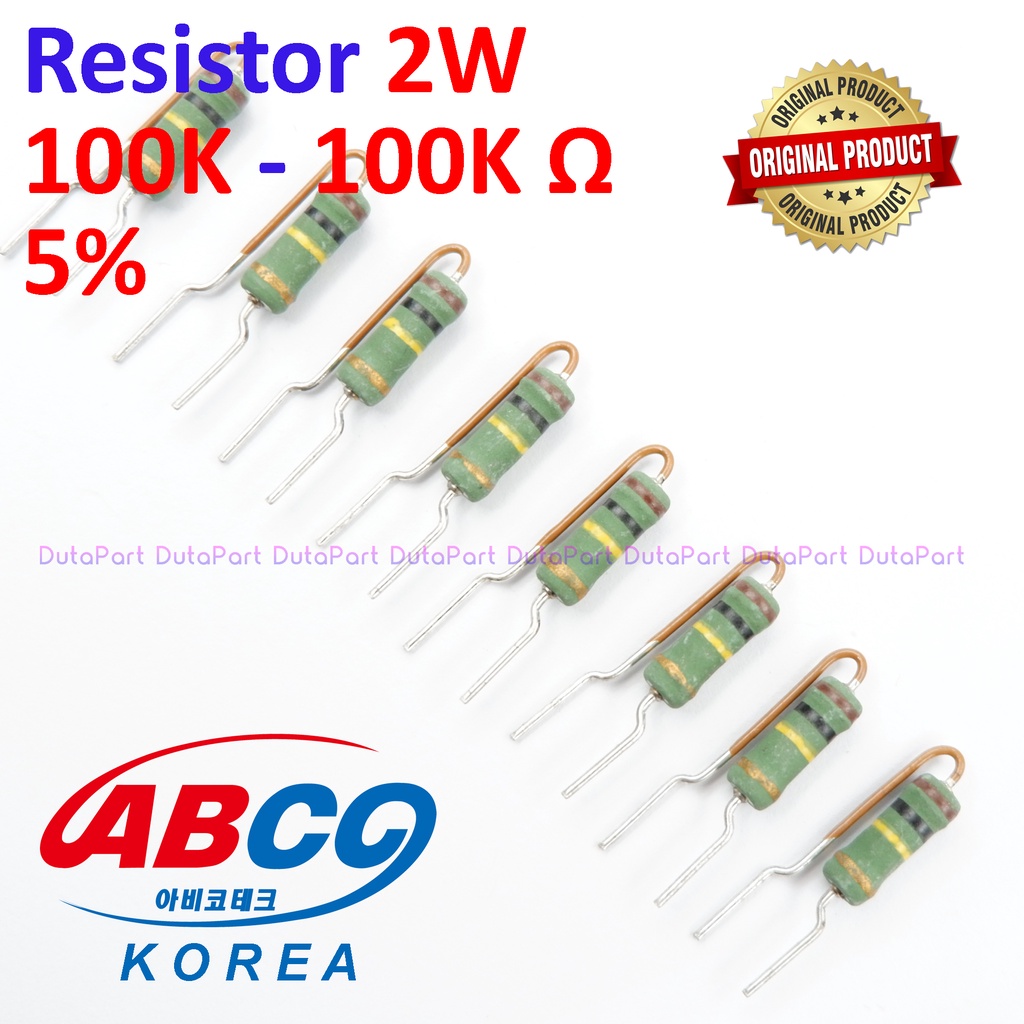 Resistor 100K Ohm 2 Watt 5% ORIGINAL ABCO KOREA 2W 100 K HIGH QUALITY