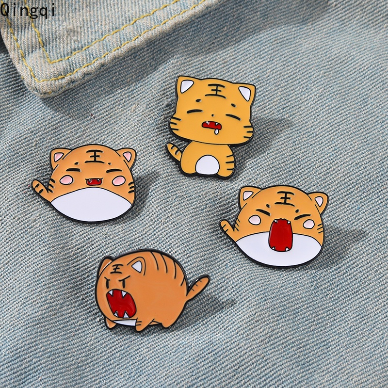 Bros Pin Enamel Desain Kartun Hewan Harimau Kecil Untuk Anak