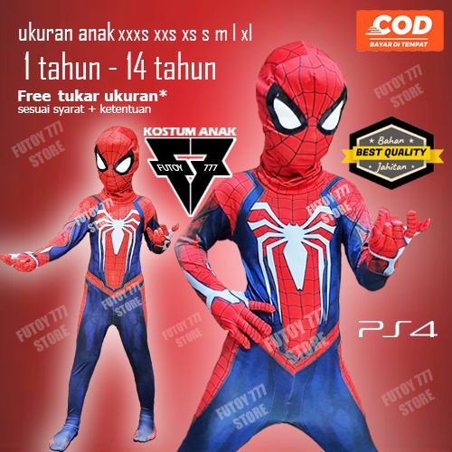 KOSTUM SPIDERMAN COSTUME PS4 ADVANCED SUIT INSOMNIAC KOSTUM ANAK SPIDER MAN BAJU SPIDERMAN IMPOR