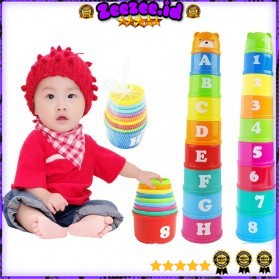 Mainan Edukasi Anak Tumpuk Cangkir Stack Cup Tower - 6M0O