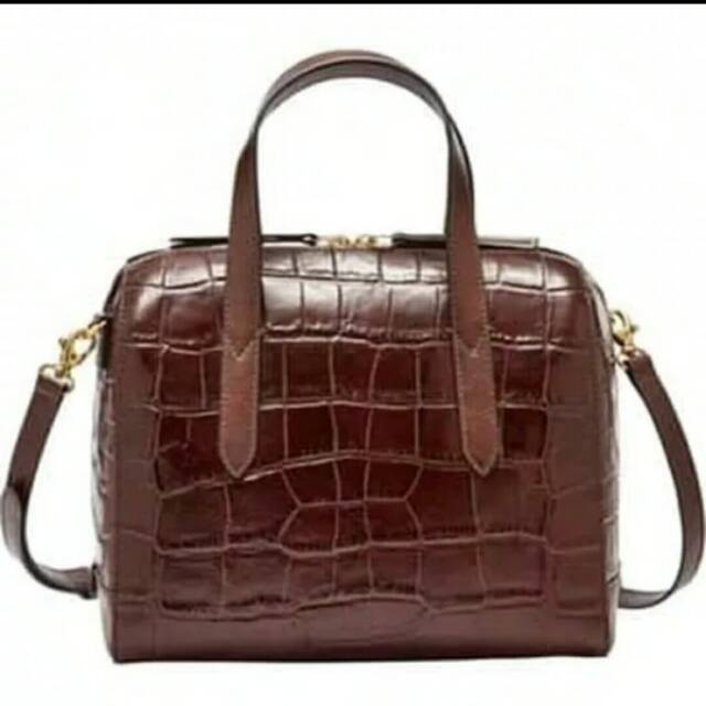Sale  Tas Fossil Sydney Satchel Croco Brown / SS Brown Croco