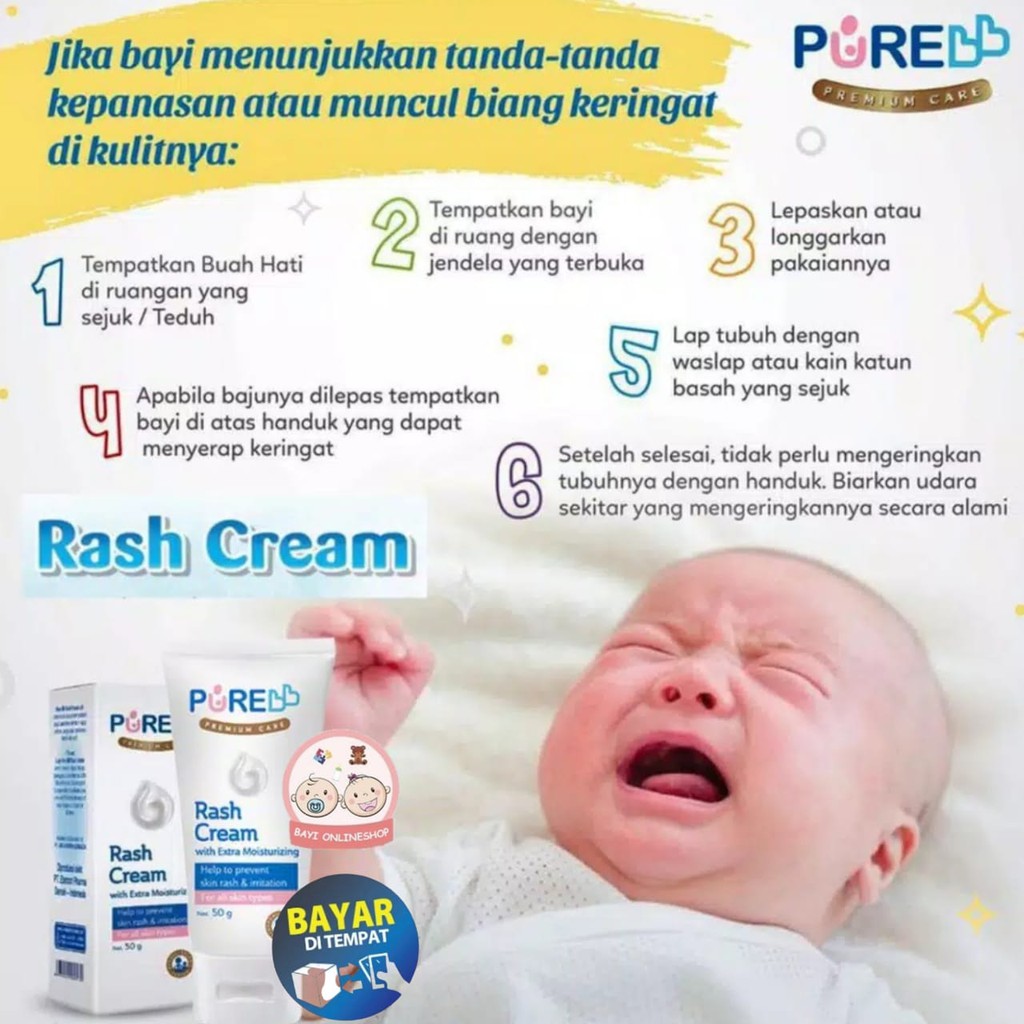 ORIGINAL Pure Baby Rash Cream 50 gr BPOM / Krim Anti Ruam Bayi / Baby Cream /