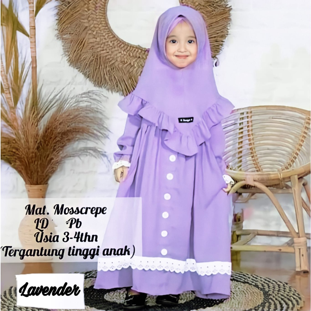 Setelan Baju Muslim Anak Perempuan Gamis Syari Anak Terbaru 1 - 8 Tahun