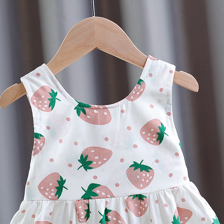 DRESS ANAK PEREMPUAN MOTIF STRAWBERRY PINK DSW IMPORT