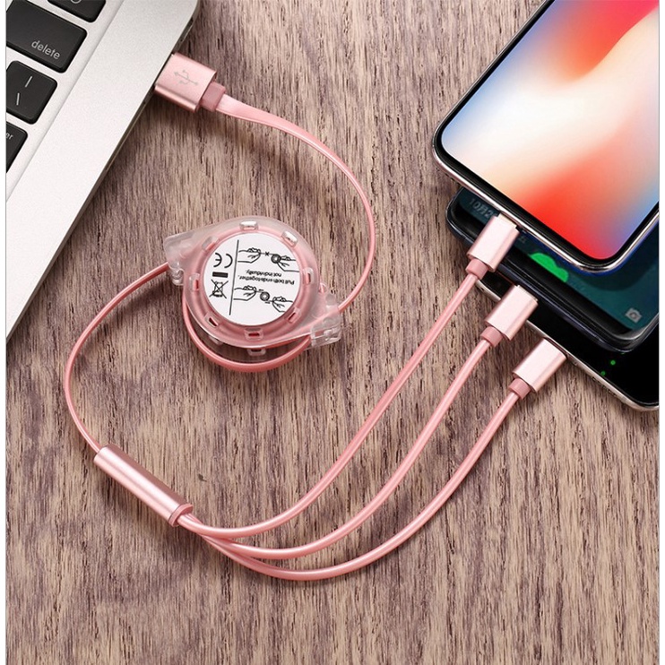 3-in-1 Telescopic Fast Charging Data Cable / 5V-2.4A  Compatible with Android iphone TYPE-C