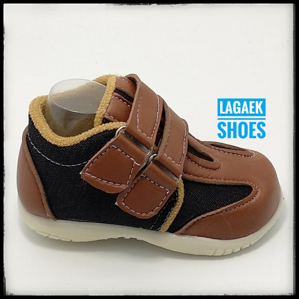 Sepatu Anak Laki Usia 1 2 3 4 Tahun Size 22 - 30 - Sepatu Boots Anak Cowok Jeans Kombinasi COKLAT SALE