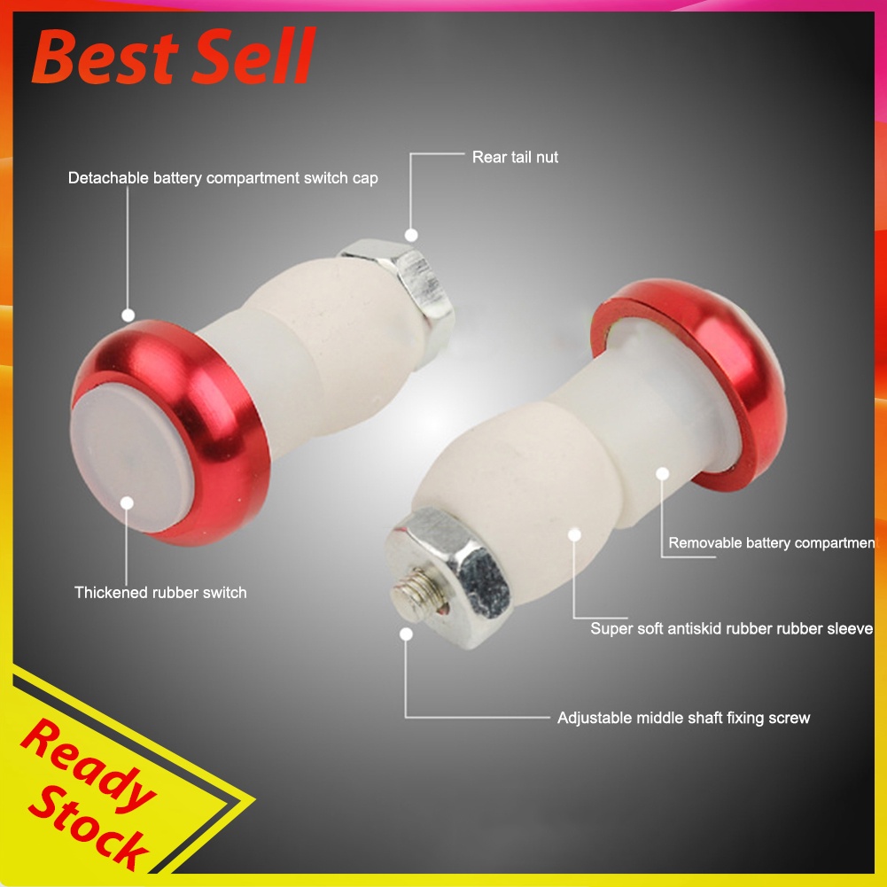 1 Pair Bicycle Handlebar Light LED Bar End Plugs Safety Warning Signal Lamp