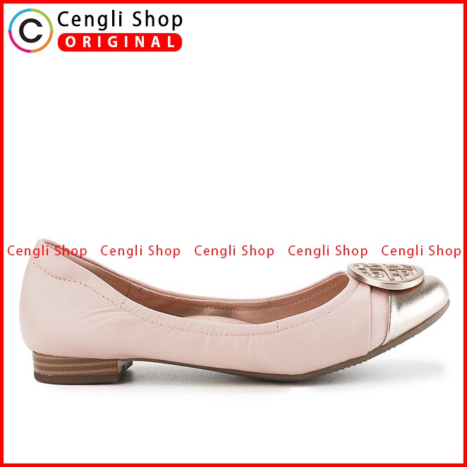 SEPATU FLAT WANITA HUSH PUPPIES ORIGINAL CASUAL KULIT ASLI PINK HW31