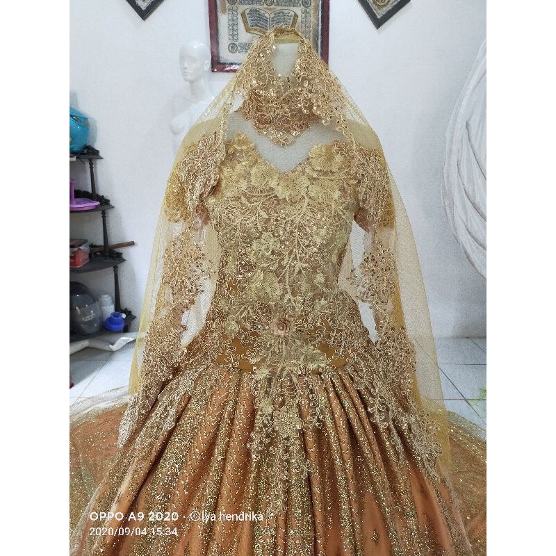 gaun pengantin ekor candy+veil