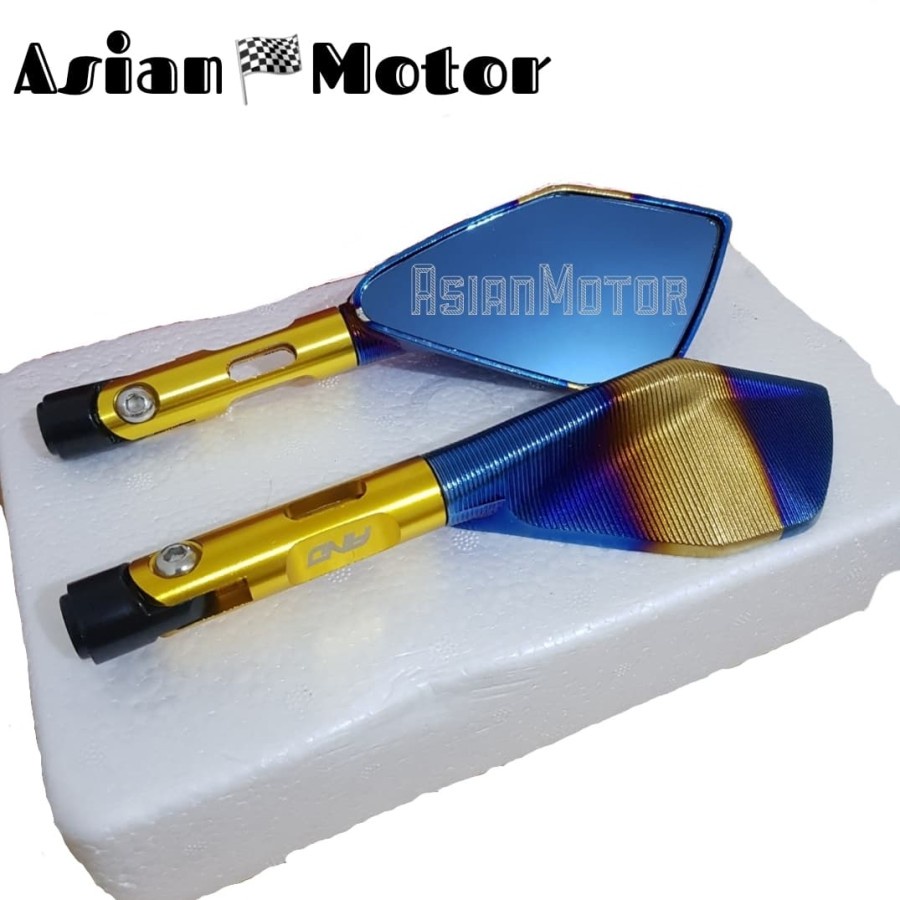 Spion Sepion Tomok Full Cnc Two Tone Spion Sepion Tomok Cnc 2Tone Blue Gold Aksesoris Sparepart Motor Universal