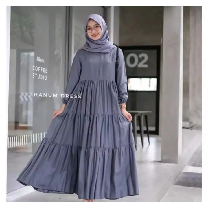 Rachel Midi Dress / Fashion Muslim / Dress Murah / Bahan Katun Rayon / Gamis Wanita Terbaru Kekinian