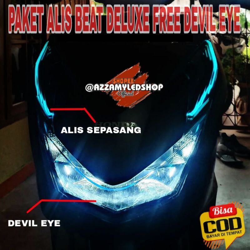 Paket lengkap LED DRL  alis lampu alis Honda BEAT DELUXE free 2 biji demon eye devil eye kualitas grade A super terang