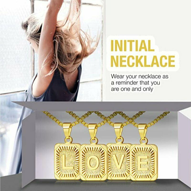 Kalung Rantai Liontin Inisial 26 Huruf Lapis Emas Perak Ukuran 22 Inci Untuk Pria Dan Wanita