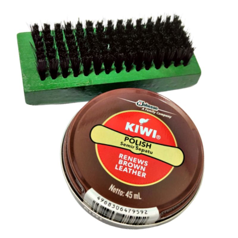 [ERA] Semir Sepatu Kiwi shoe Polish Besar 45ml 17,5ml Lengkap + Sikat semir