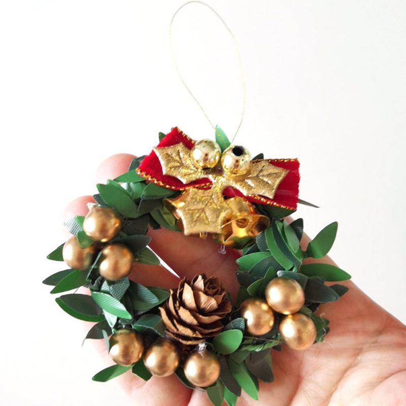 Zzz 5Pcs / Set Miniatur Wreath Bunga Natal Untuk Dekorasi Rumah Boneka