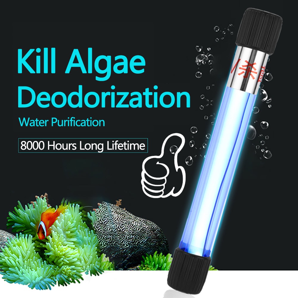 Aquarium UV Sterilizer Lamp Submersible Ultraviolet Filter Waterproof Air Cleaner Light Untuk Aquari