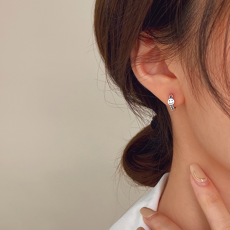 Smiley Ear Hoop Earrings Accessories Simple Retro Trendy