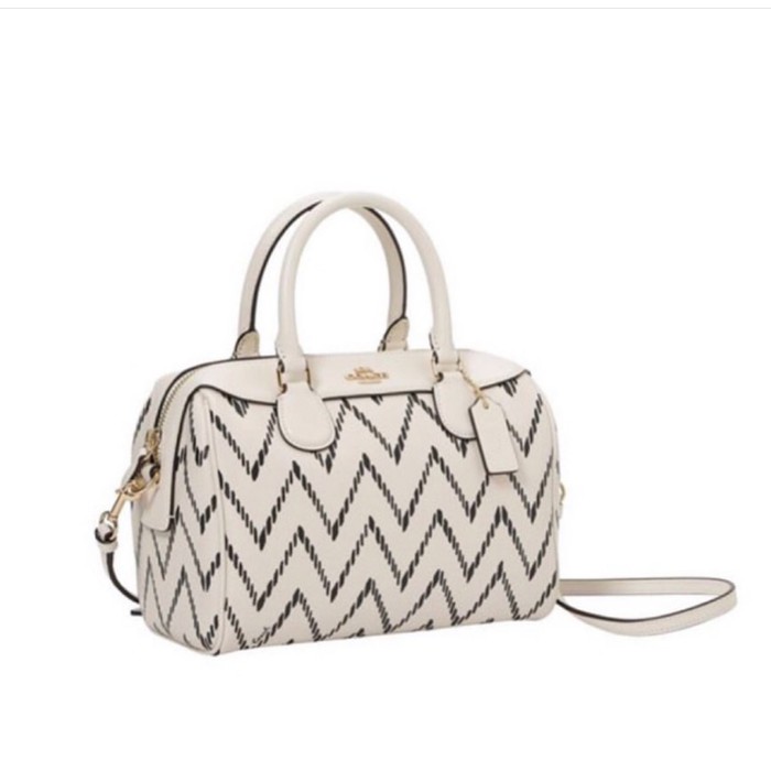 TAS WANITA COACH ORIGINAL - COACH MINI BENNET CHEVRON WHITE MULTI