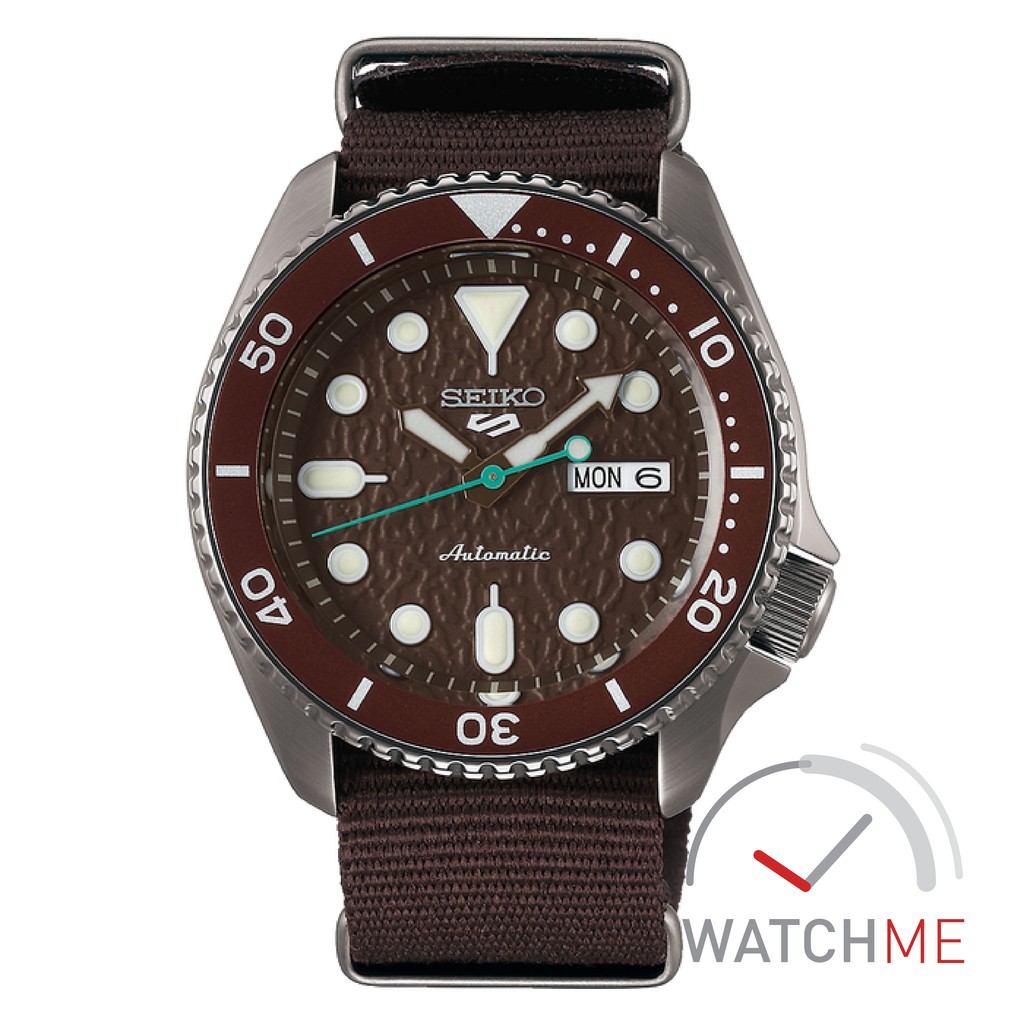 Jam Tangan Seiko 5 SRPD85K1 Automatic Brown Dial 100m Brown Nylon Strap Original Bergaransi