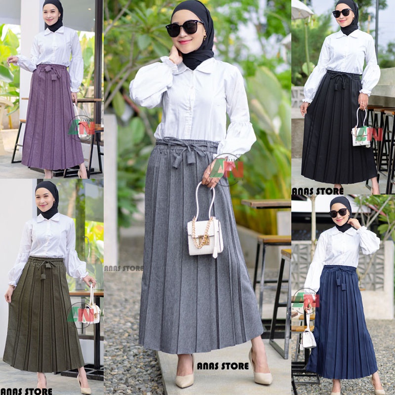 ROK PLISKET SEMI WOLL POLOS ROK PLISKET SEMI WOL FORMAL ROK PLISKET SEMI WOLL KERJA WANITA KANTOR REMPEL