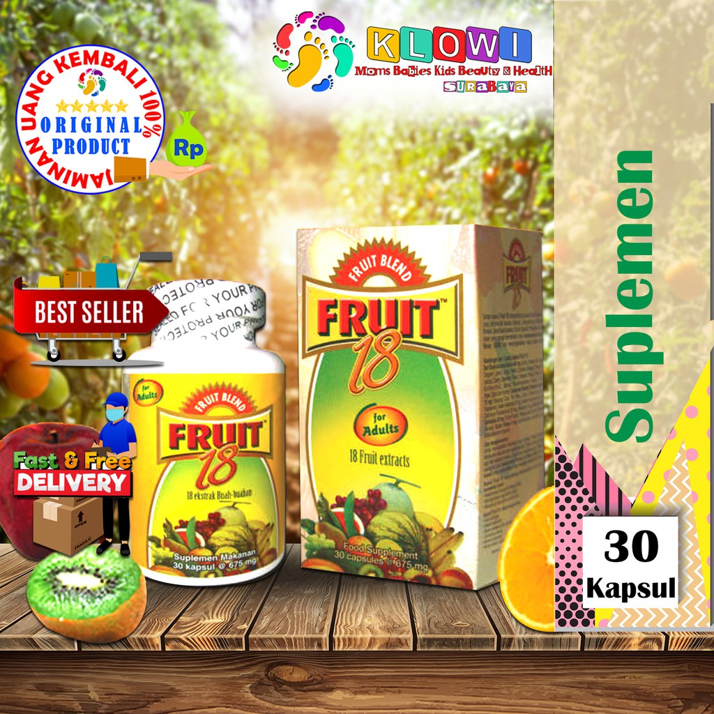 Fruit 18 Adult 30 Kapsul / Fruit Blend Dewasa / Daya Tahan Tubuh / Pelancar BAB / Fruitblend