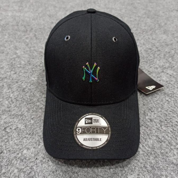[TERLARIS] G-011 TOPI NY NEWERA BLACK LOGO SMALL RAINBOW IRON BEST SELLER