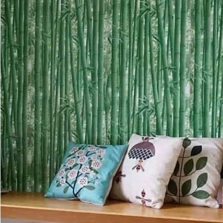 Wallpaper Bambu Rotan Jarang Daun Hijau IMPORT 1 roll