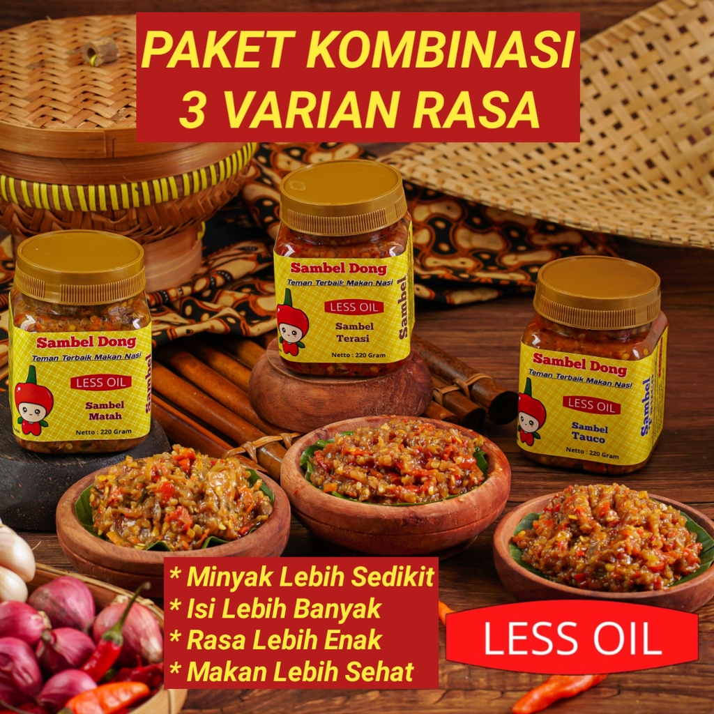 

Paket Kombinasi 3 Botol 220 Gram Homemade, Less Oil, Enak Kualitas Premium, Isi Banyak Sebotol Penuh, Minyak Sedikit, Pedas Gurih Bikin Nagih, by SAMBEL DONG